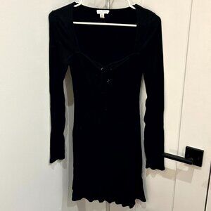 Topshop Black Long Sleeve Knit Dress - Size 8